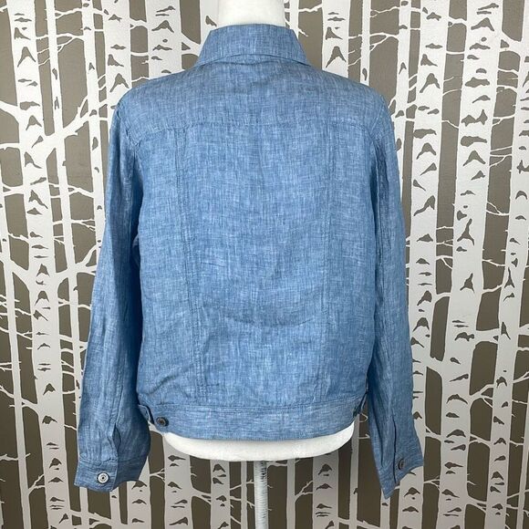 100% Linen Trucker Style Jacket L - Picture 16 of 16